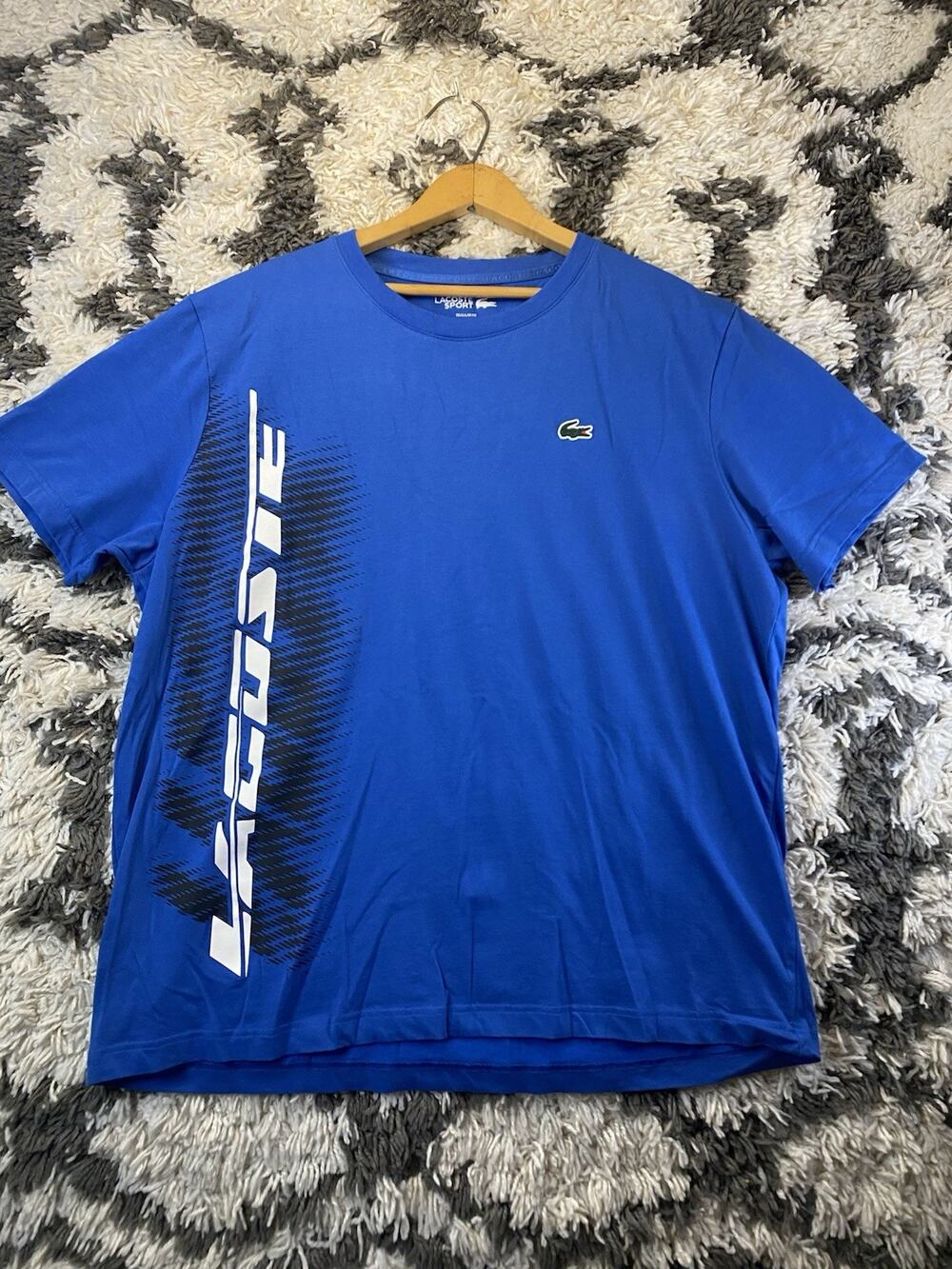 Lacoste Sport Ultra Dry Moisture Wicking Graphic Logo T-Shirt Blue Men's XXL